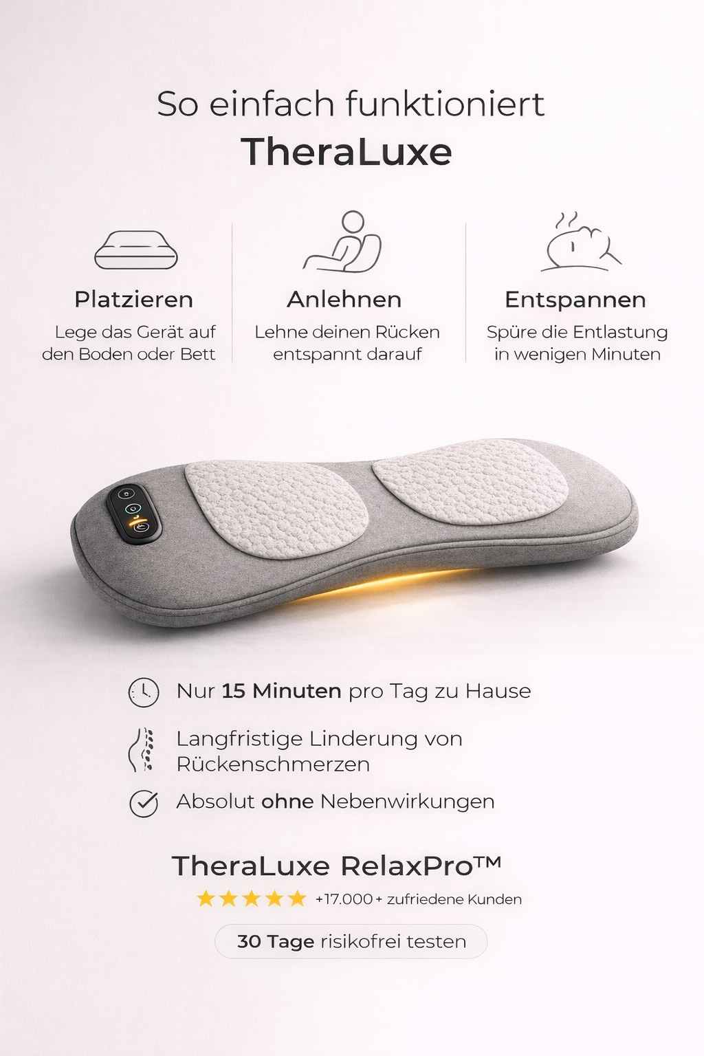 TheraLuxe RelaxPro™ – Endlich schmerzfrei aufstehen – 15 Minuten täglich für spürbare Erleichterung.