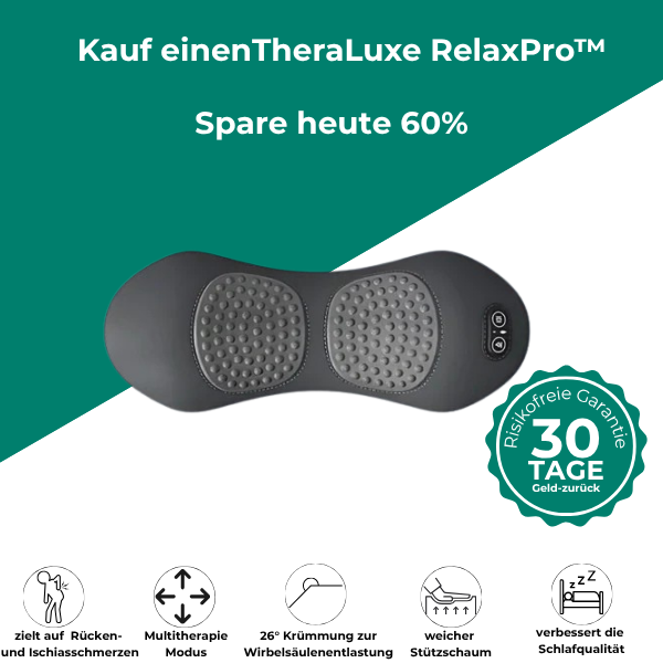 TheraLuxe RelaxPro™ - Verschaffe dir in nur 15 Minuten täglich Linderung bei Ischias- und Rückenschmerzen und gewinne  Komfort und Beweglichkeit zurück.