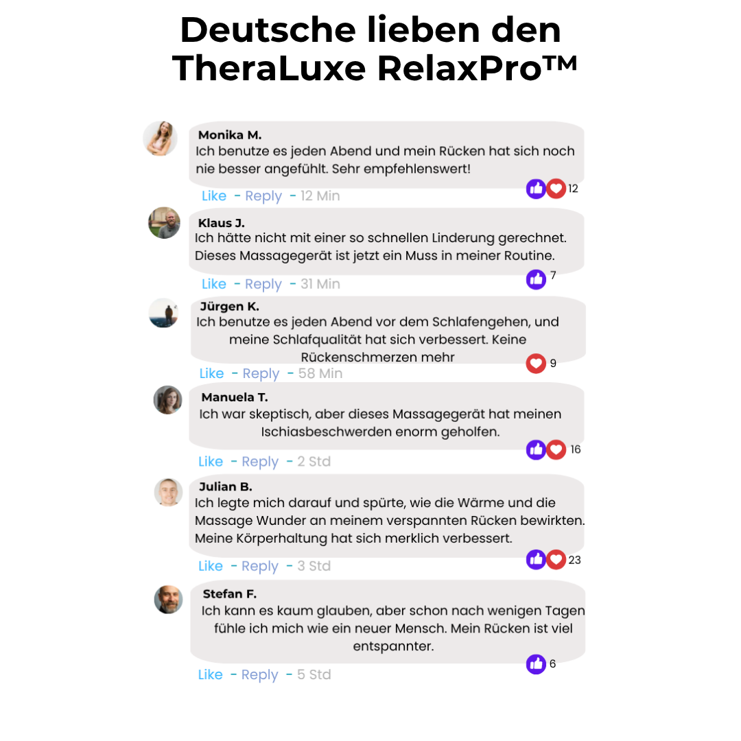 TheraLuxe RelaxPro™ - Verschaffe dir in nur 15 Minuten täglich Linderung bei Ischias- und Rückenschmerzen und gewinne  Komfort und Beweglichkeit zurück.
